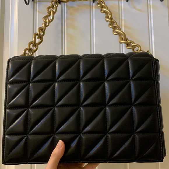 Zara Black Quilt Leather Bag - Picture 4 of 10